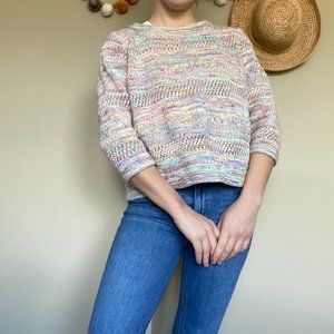 525 America Cropped Colorful Cotton Knit Sweater
